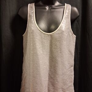 Diane Von Furstenberg Shimmering Silver Tank Top